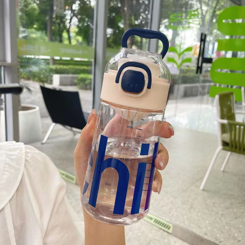 Botella de Agua Deportiva Portátil de Alta Capacidad con Pajilla