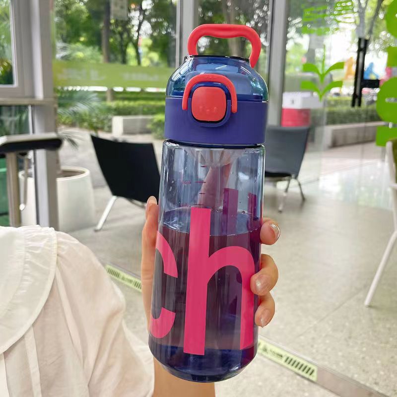 Botella de Agua Deportiva Portátil de Alta Capacidad con Pajilla