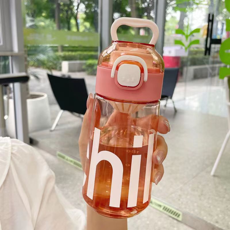 Botella de Agua Deportiva Portátil de Alta Capacidad con Pajilla