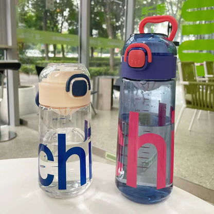 Botella de Agua Deportiva Portátil de Alta Capacidad con Pajilla